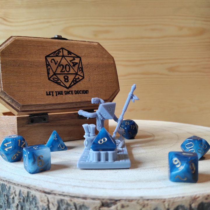Dice Keepers - D8 Monk miniature & polyhedral dice stand image