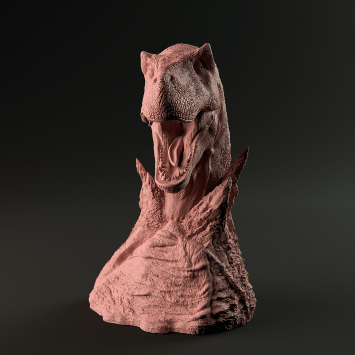 Tyrannosaurus scarred bust - pre supported