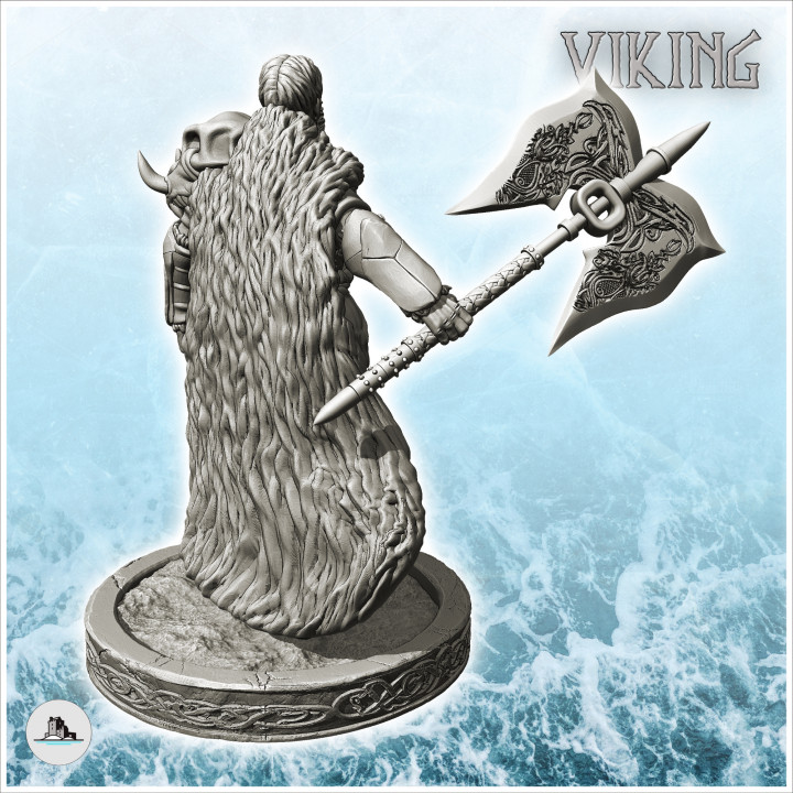 Viking warrior with beard, chains, and double-edged heavy axe (25) - North Northern Norse Nordic Saga 28mm 20mm 15mm image