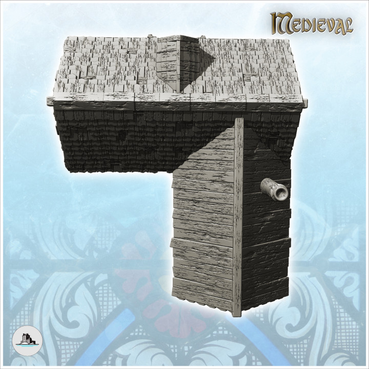 Medieval blacksmith house with forge, chimney and awning (10) - Medieval Gothic Feudal Old Archaic Saga 28mm 15mm image