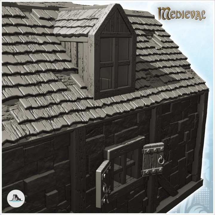 3D Printable Medieval blacksmith house with forge, chimney and awning ...