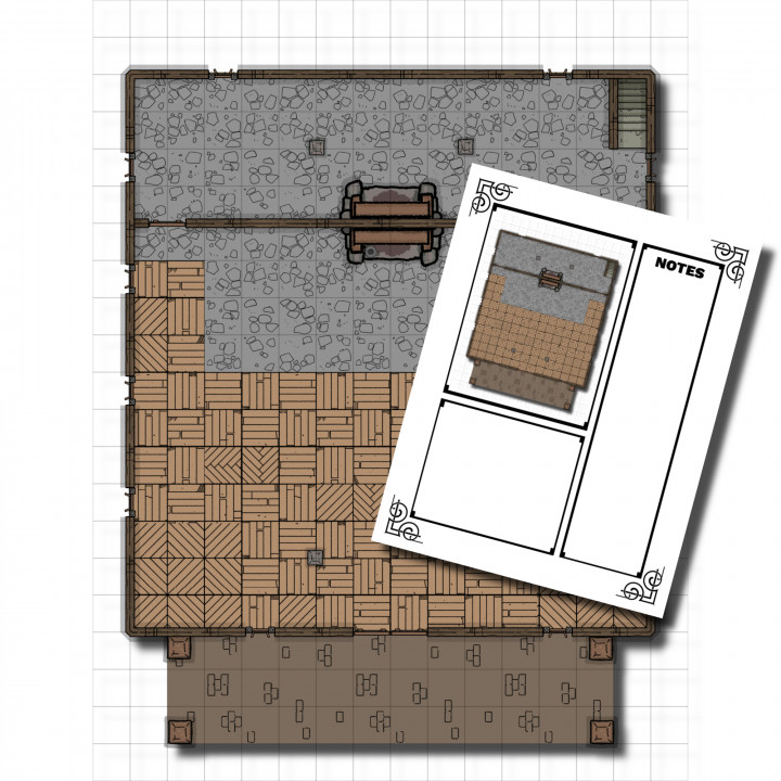 Prickle Pie Tavern - Tri Level Adventure Map - VTT, PDF, PNG image