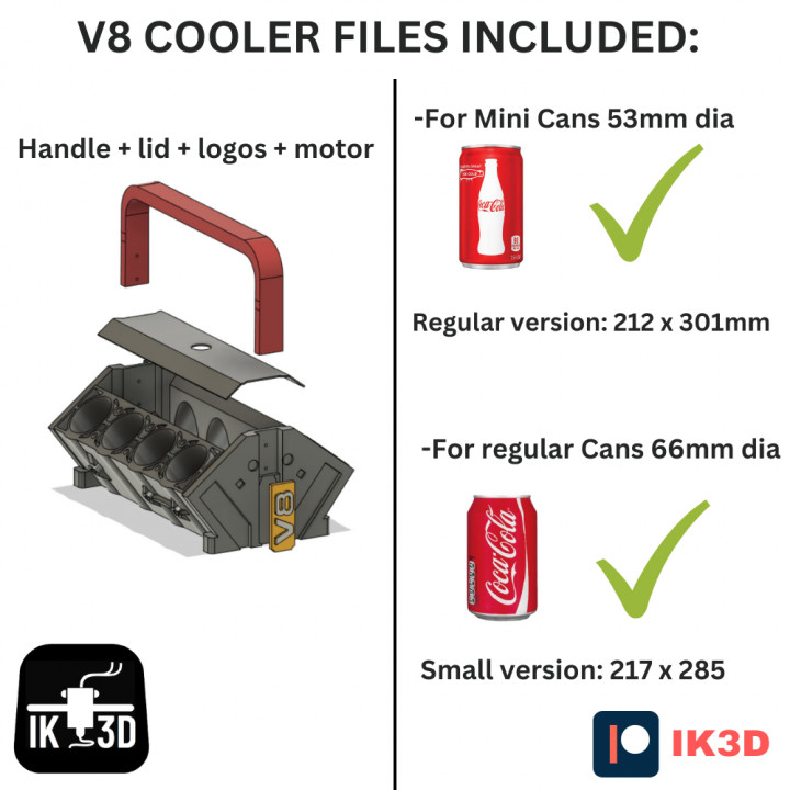 V8 CAN COOLER FOR REGULAR AND MINI CANS / FITS MOST PRINTERS image