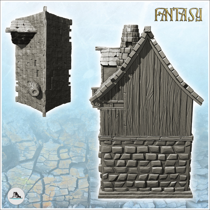 Potions and remedies store with sign, window and fireplace (15) - Medieval Gothic Feudal Old Archaic Saga 28mm 15mm image