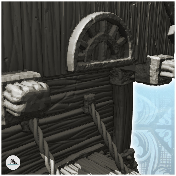 Wooden merchant's caravan with tile roof and upholstered seat (17) - Medieval Gothic Feudal Old Archaic Saga 28mm 15mm