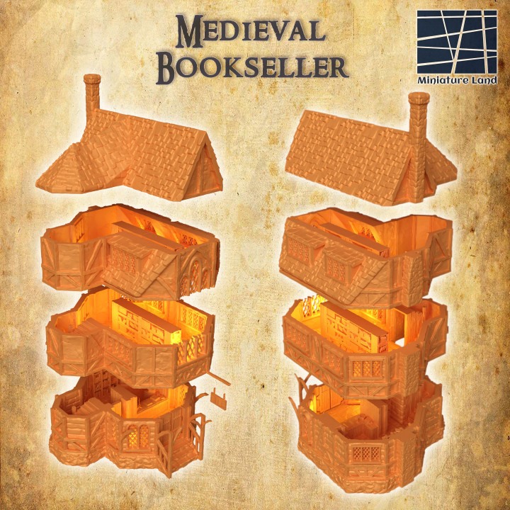 Medieval Bookseller - Tabletop Terrain - 28 MM image