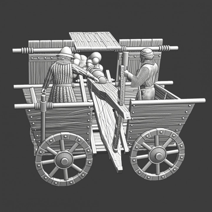 Medieval Hussite War wagon firing w. crew image