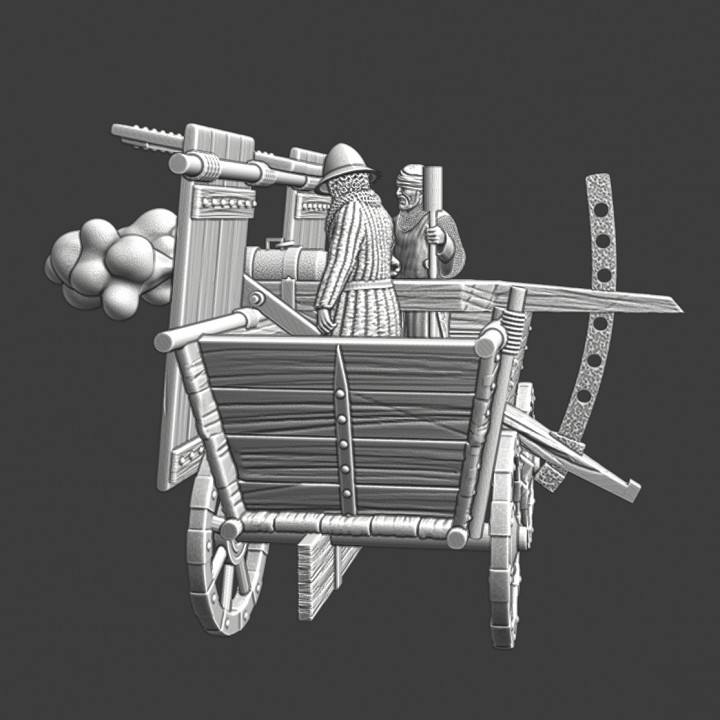 Medieval Hussite War wagon firing w. crew image