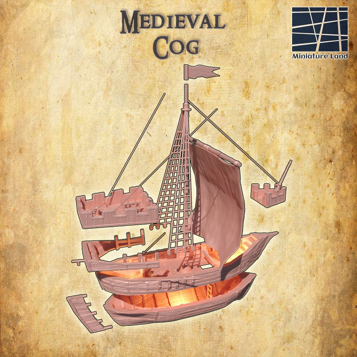 Medieval Cog - Tabletop Terrain - 28 MM image