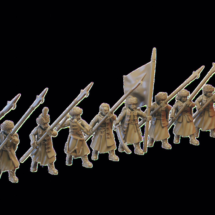 3D Printable Slavia Infantry miniatures (32mm, modular) by Juhász Gergely