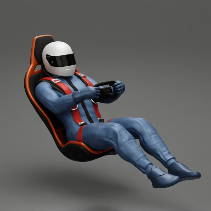 2 Models - Racing Driver Sitting in Touring Car Cockpit with Racing Suit and seat image