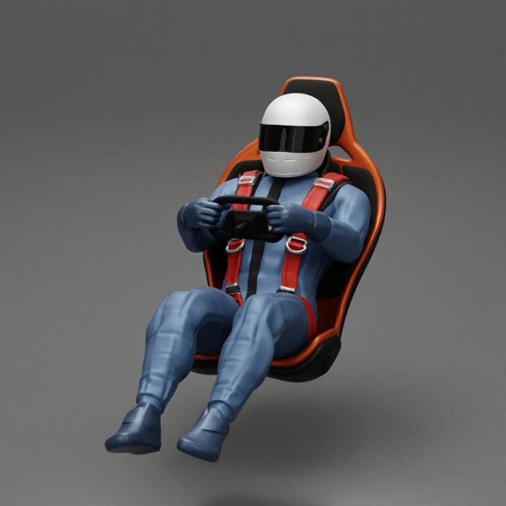 2 Models - Racing Driver Sitting in Touring Car Cockpit with Racing Suit and seat image