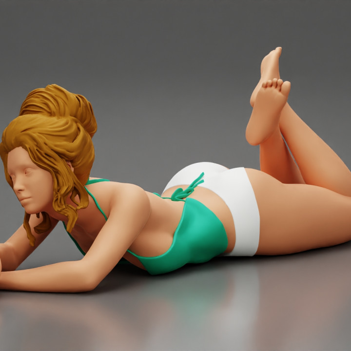 Sexy Bikini Girl Lying in bikini image