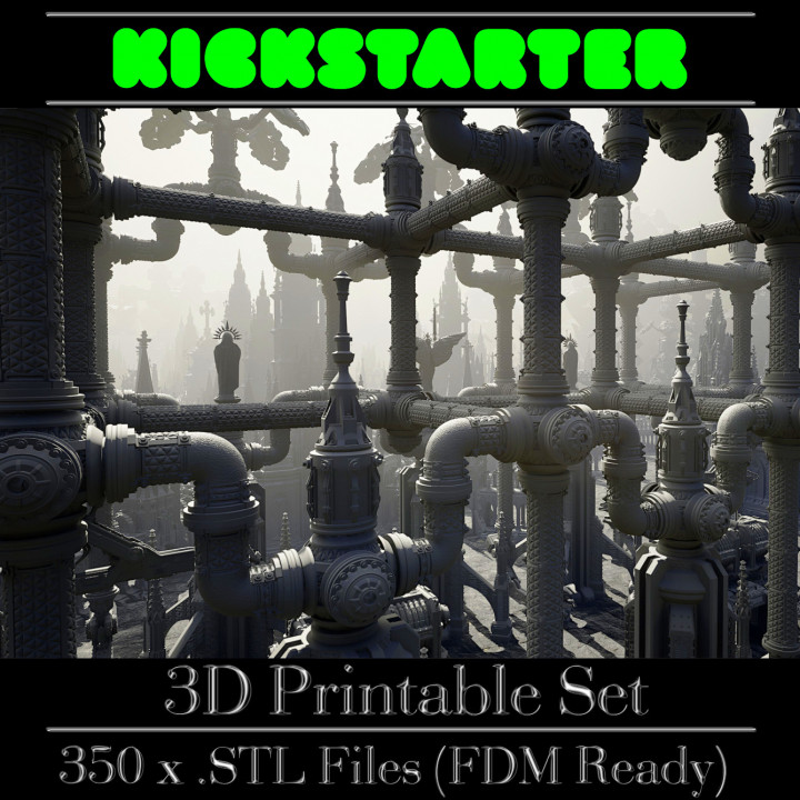 3D Printable GrimDark Terrain (Essential Pack) By TrigonumVR