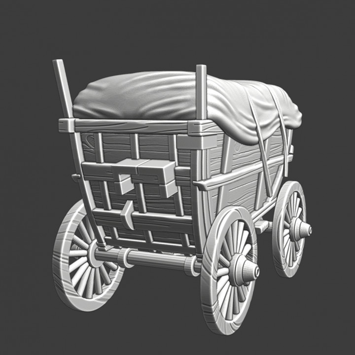 Medieval transport wagon with supplies