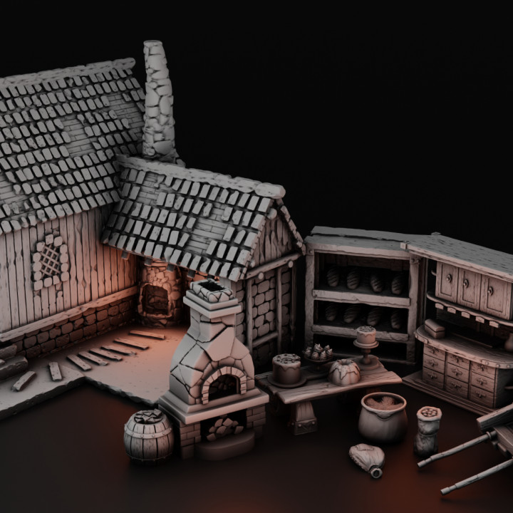 Medieval bakery with interior image