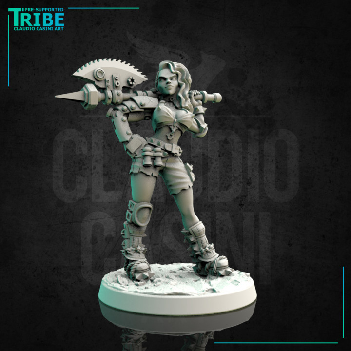 3D Printable (0144) Female sci-fi post-apocalyptic barbarian mad ...