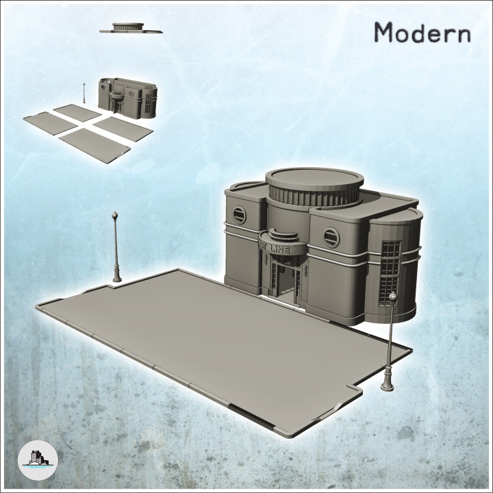 Modern bus stop building with road surface and street lights (3) - Cold Era Modern Warfare Conflict World War 3 image