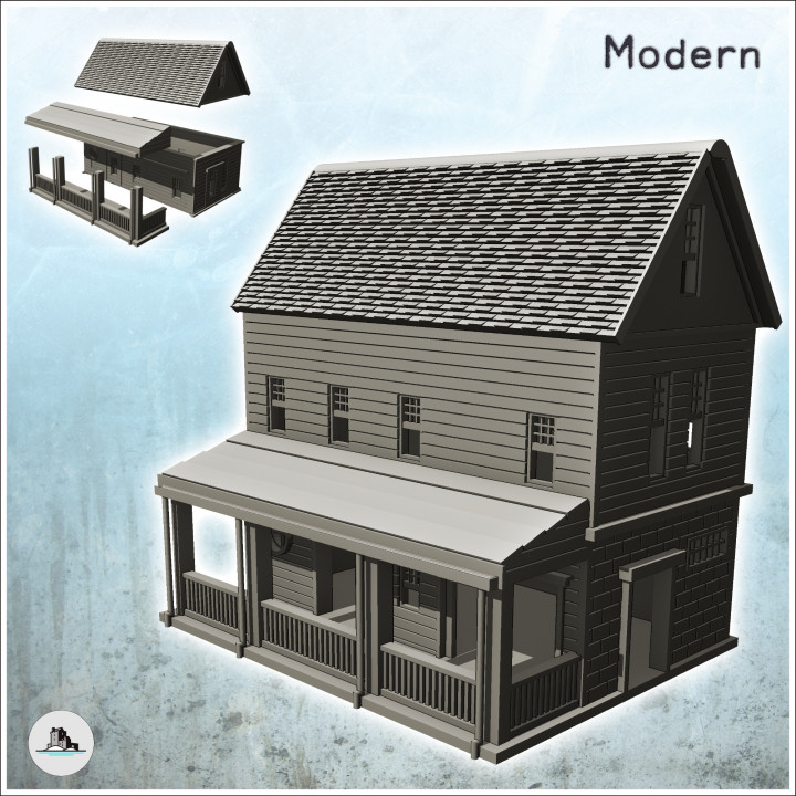 Modern panelled house with large awning and tile roof (7) - Cold Era Modern Warfare Conflict World War 3 image