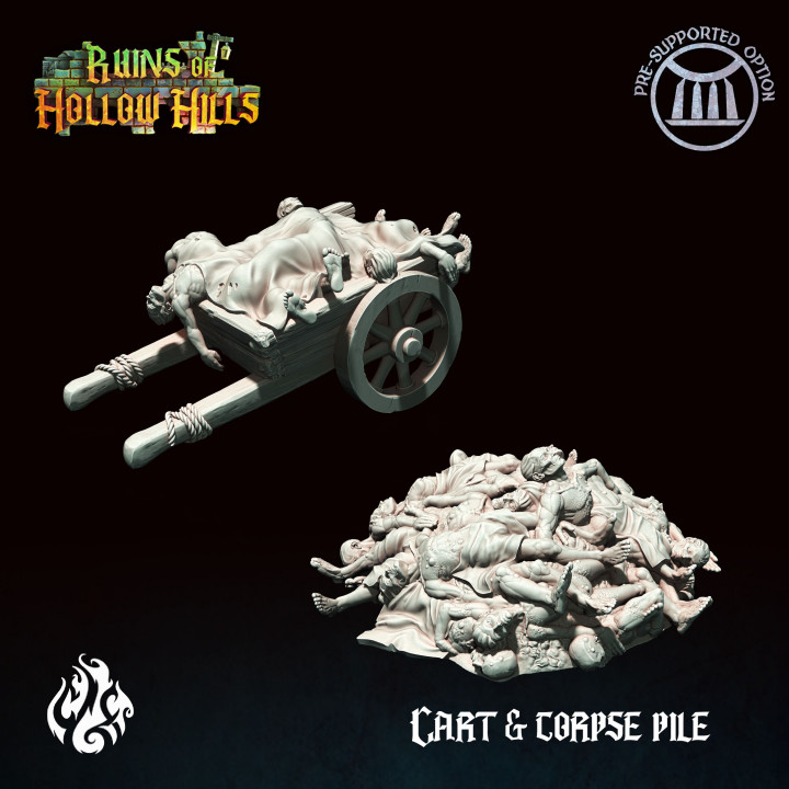 Cart with corpses and corpse pile image