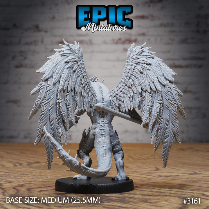 Winged Half Dragon Feather Wings / Evil Dragonborn Warrior / Draconic War Lizard / Reptile Servant / Dragonkin / Drake Army image