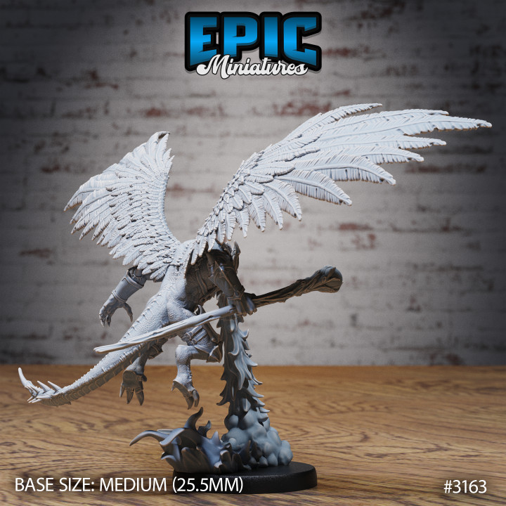Winged Half Dragon Feather Wings Firebreath / Evil Dragonborn Warrior / Draconic War Lizard / Reptile Servant / Dragonkin / Drake Army image