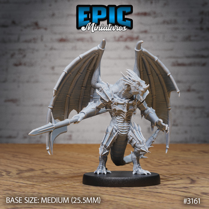 Winged Half Dragon Wings / Evil Dragonborn Warrior / Draconic War Lizard / Reptile Servant / Dragonkin / Drake Army image