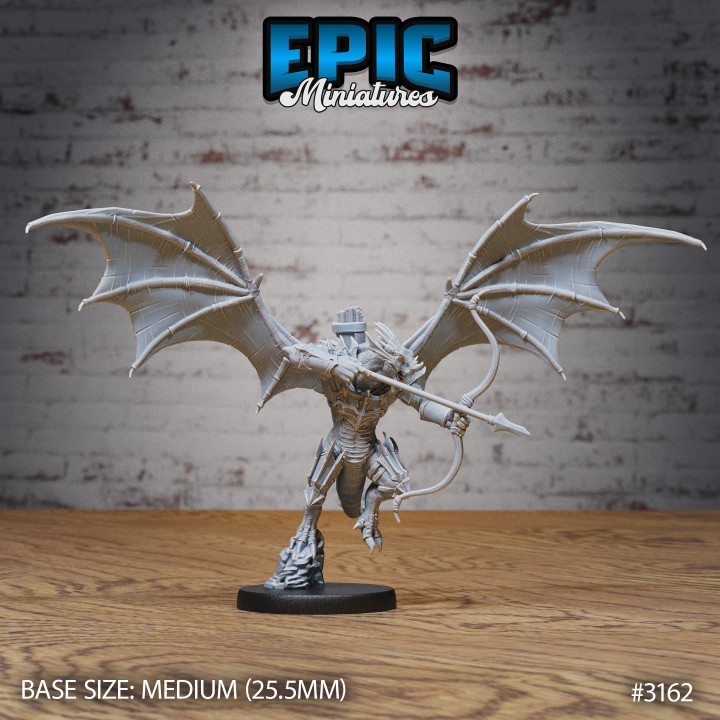 Winged Half Dragon Wings Bow / Evil Dragonborn Warrior / Draconic War Lizard / Reptile Servant / Dragonkin / Drake Army image