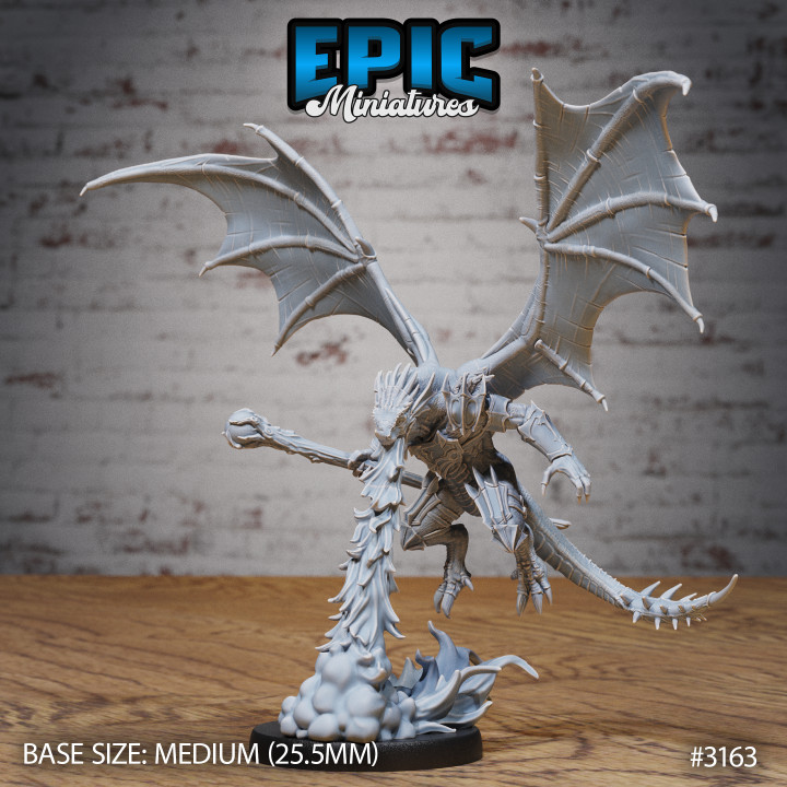 Winged Half Dragon Wings Firebreath / Evil Dragonborn Warrior / Draconic War Lizard / Reptile Servant / Dragonkin / Drake Army image
