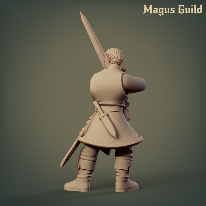 3D Printable Elf Fighter with sword – MG5.8 by Magus Guild