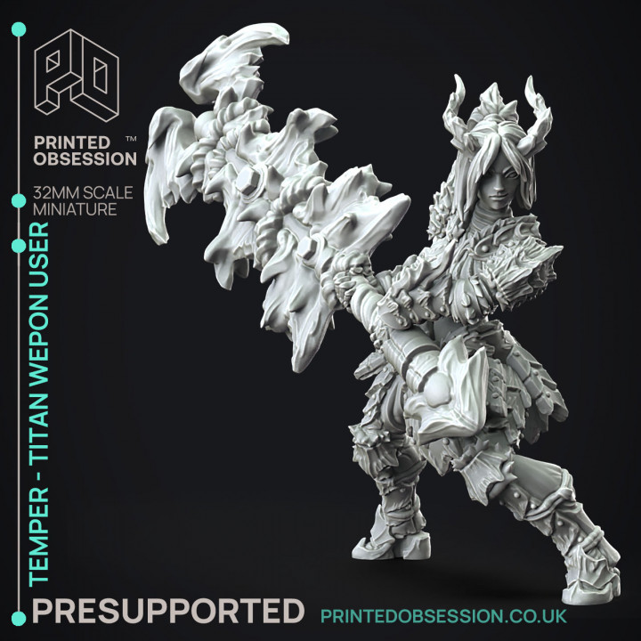 Temper - Great Wepon Fighter - Monster Hunting Party -  PRESUPPORTED - Illustrated and Stats - 32mm scale image