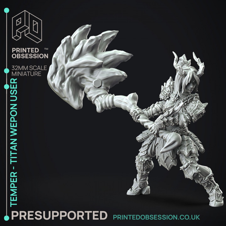 Temper - Great Wepon Fighter - Monster Hunting Party -  PRESUPPORTED - Illustrated and Stats - 32mm scale image