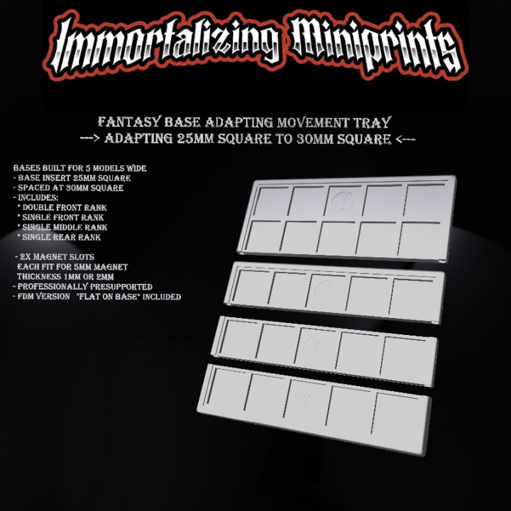 Base Adapting Movement Tray 25mm-30mm-5 models wide image