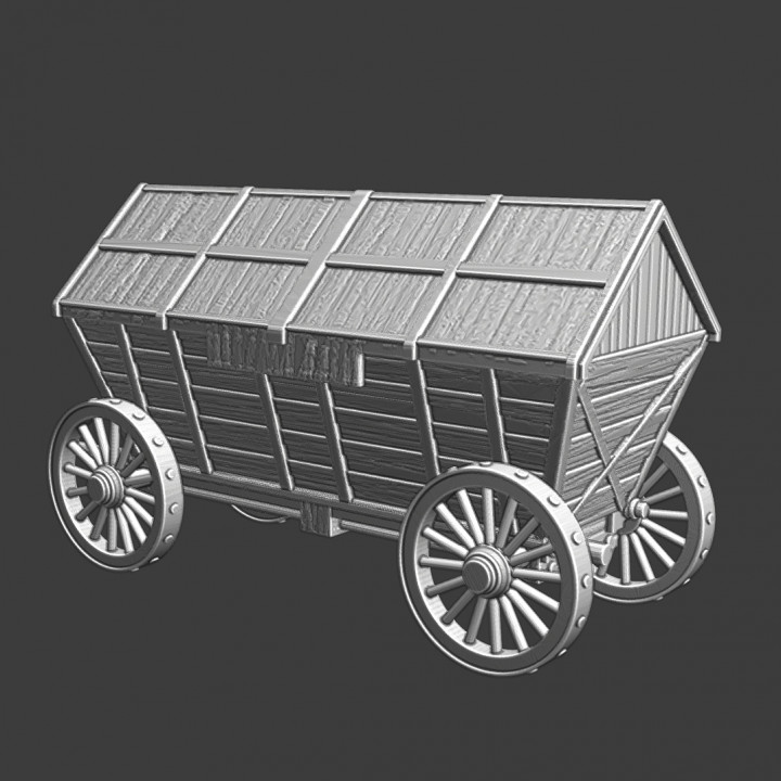 Medieval closed supply wagon image