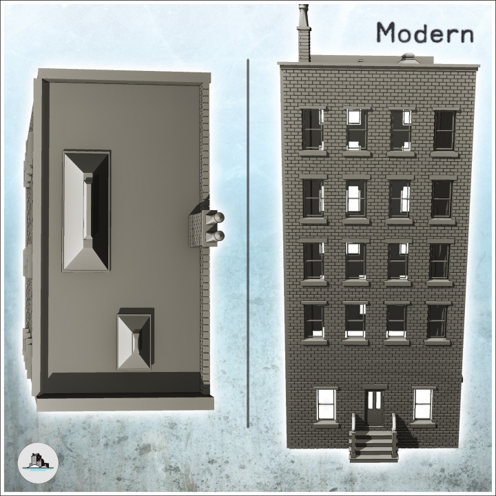 Modern four-storey building with chimney (3) - Cold Era Modern Warfare Conflict World War 3 image