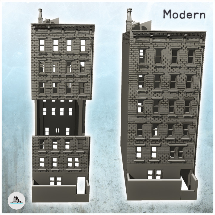 Modern brick building with low wall and chimney (4) - Cold Era Modern Warfare Conflict World War 3 image