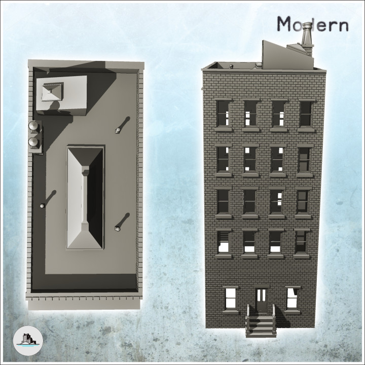 Modern brick building with low wall and chimney (4) - Cold Era Modern Warfare Conflict World War 3