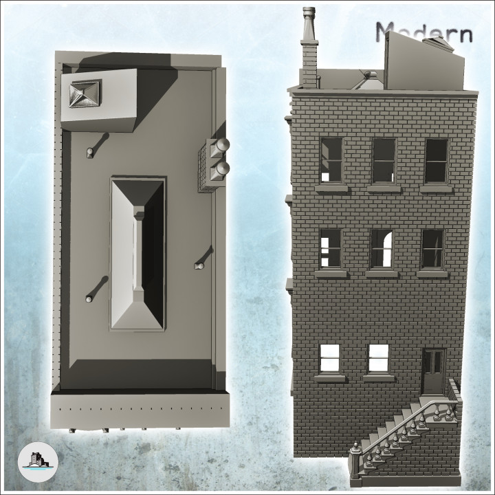 Modern brick building with staircase and door to the roof (18) - Cold Era Modern Warfare Conflict World War 3 image