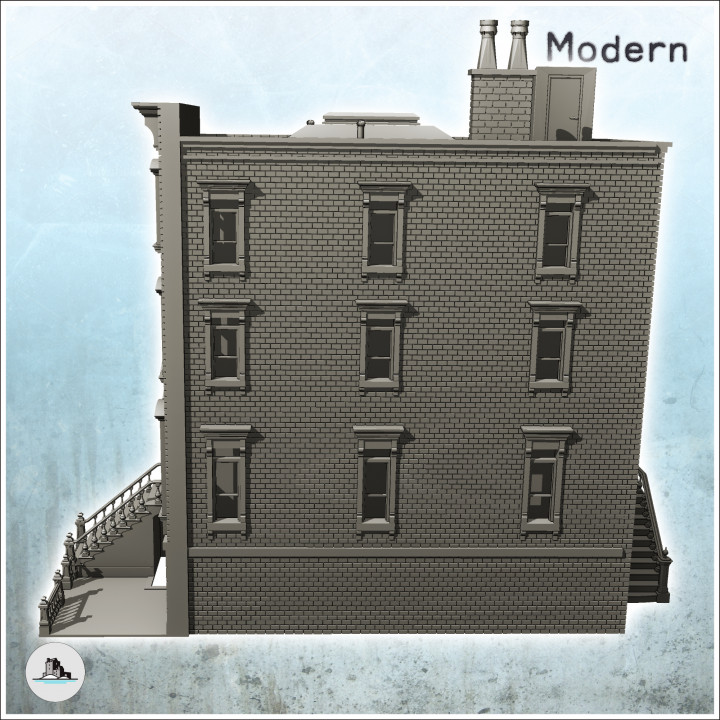 Modern brick building with staircase and door to the roof (18) - Cold Era Modern Warfare Conflict World War 3 image