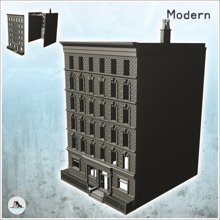 Large modern building with gate and entrance staircase (20) - Cold Era Modern Warfare Conflict World War 3 image