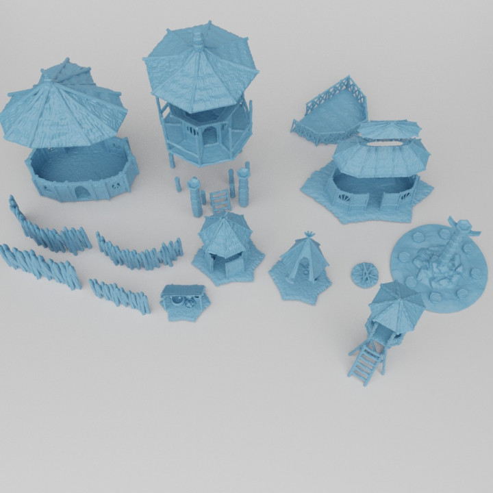 Small Jungle Village - Tabletop Terrain - 28 MM