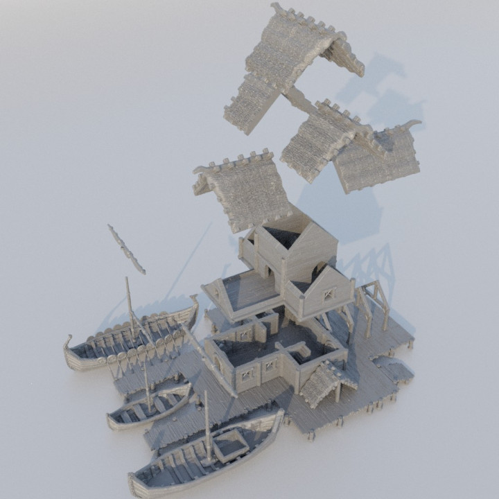 Small Viking Port - Tabletop Terrain - 28 MM image