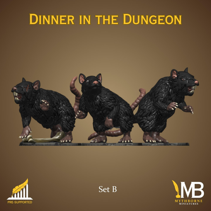 Dinner In The Dungeon Set B Giant Rat Trio image