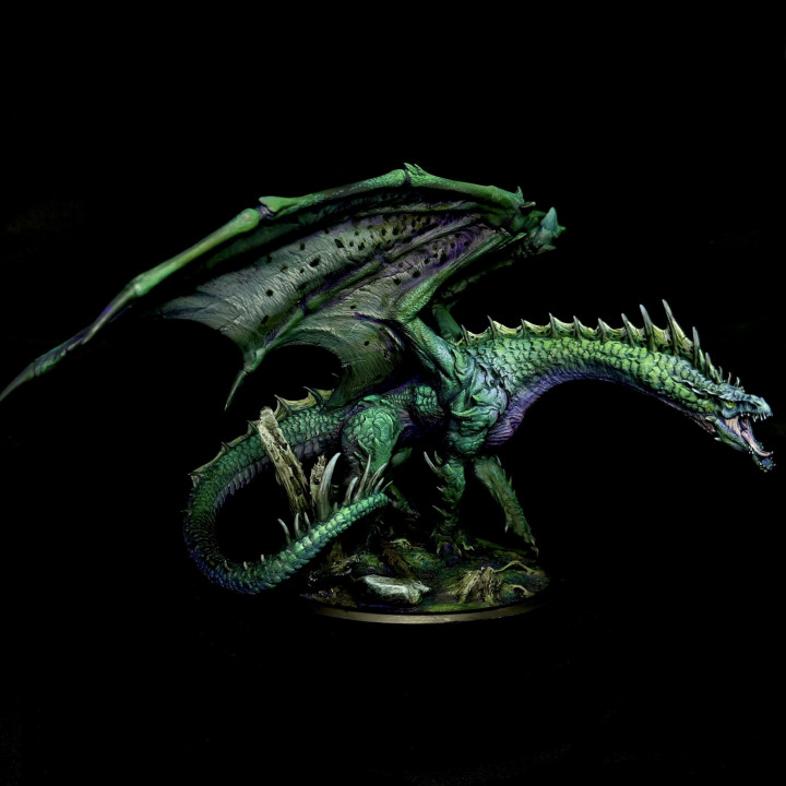 3D Print of Legendary Chromatic Green dragon by Satellite Designs