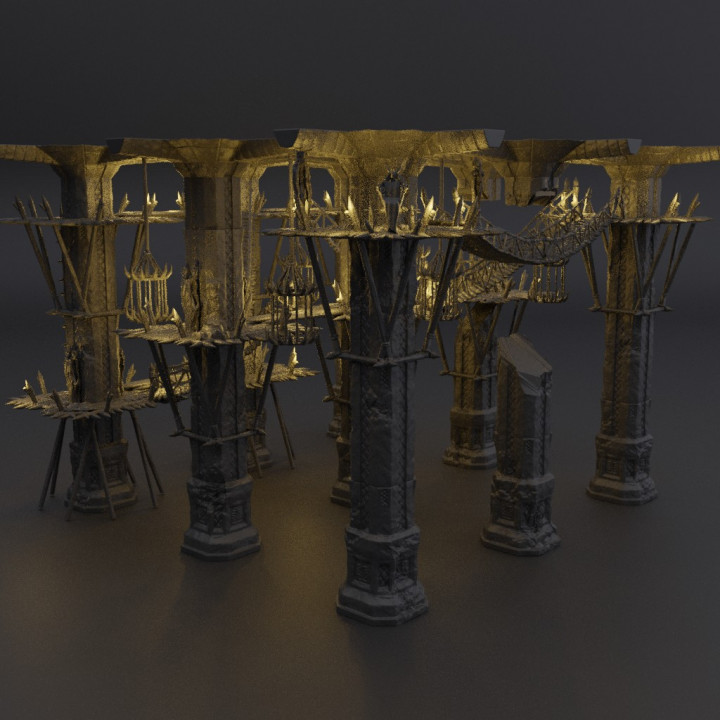 Infested Dwarf Pillars - Tabletop Terrain - 28 MM image