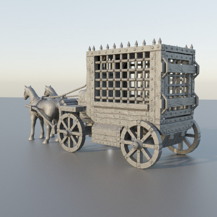 Medieval Prisoner Carriage - Tabletop Terrain - 28 MM image