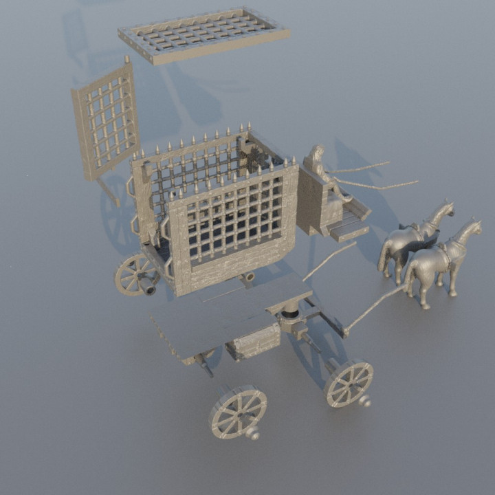Medieval Prisoner Carriage - Tabletop Terrain - 28 MM image