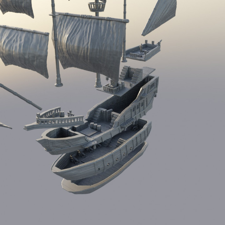 3D Printable Merchant Ship - Tabletop Terrain - 28 MM by MiniatureLand