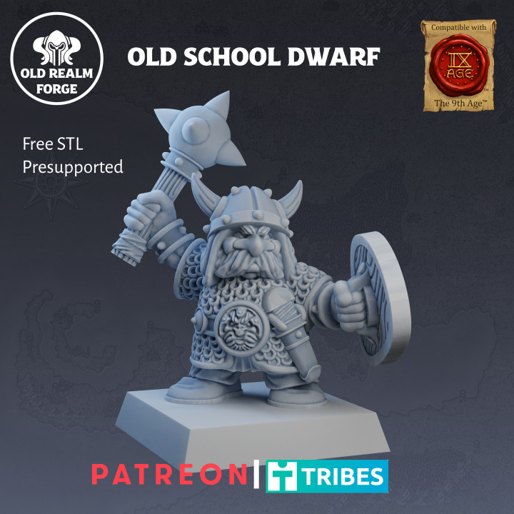 FREE STL! Old School Classic Dwarf image