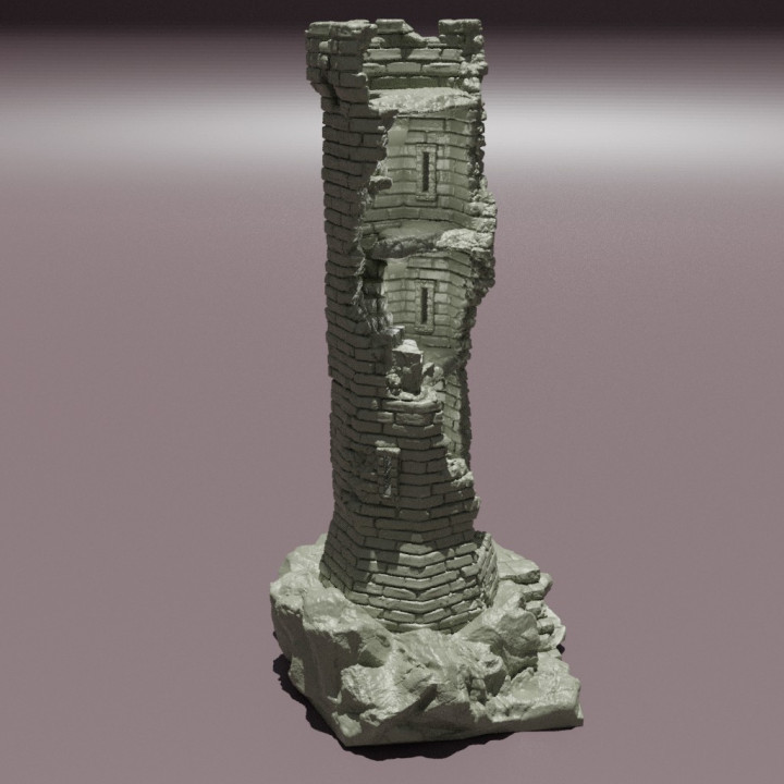 Ruined Lookout Tower - Tabletop Terrain - 28 MM image